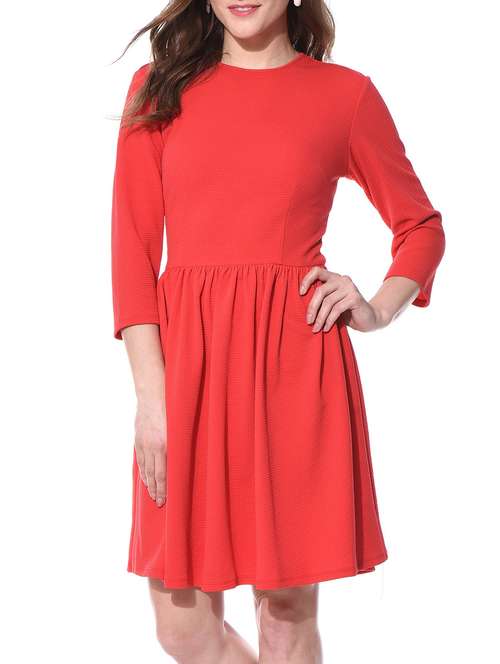 women's fit & flare solid dress - 10805979 - Very Small Image - 1