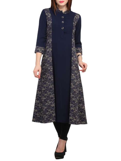 blue crepe aline kurta - 11777957 - Very Small Image - 1