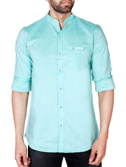 green cotton casual shirt - 13335403 - Very Small Image - 1