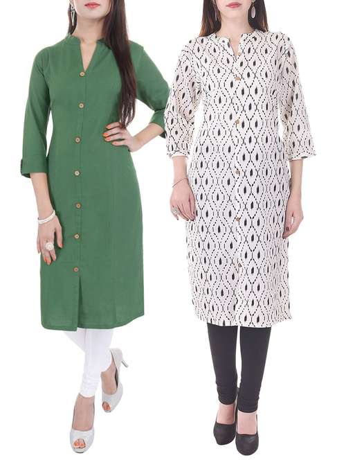 multi colored cotton combos kurta - 13429323 - Very Small Image - 1