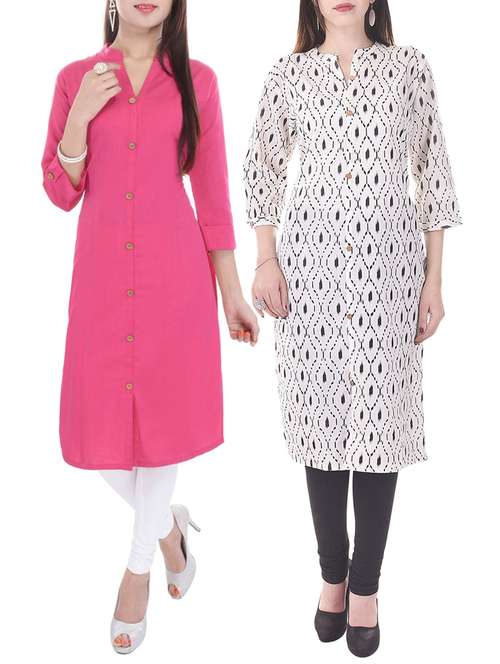 multi colored cotton combos kurta - 13429347 - Very Small Image - 1