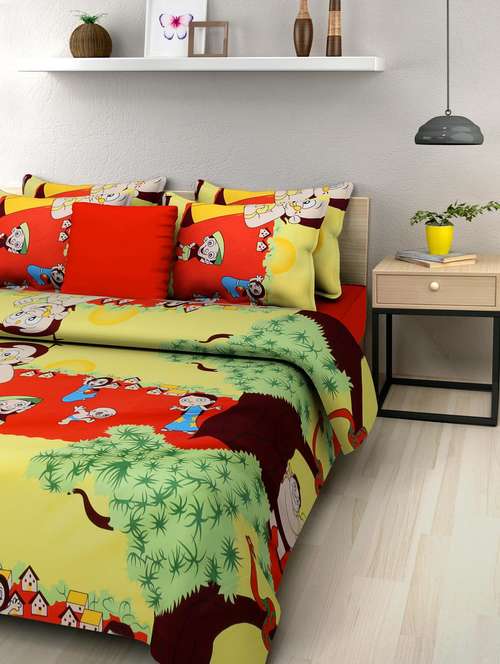 multicolored printed polycotton double bedsheet set - 13667749 - Very Small Image - 1