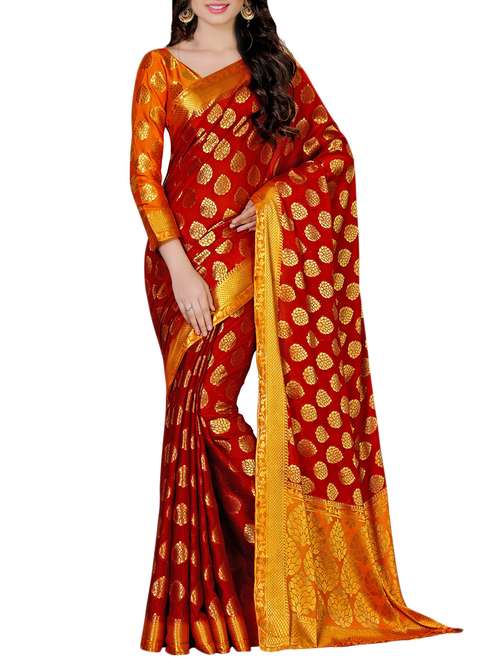 women's self design maroon colored saree - 13885547 - Very Small Image - 1