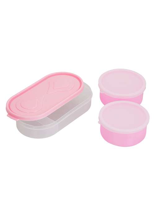 3 in1 pink 2 plastic container & 1 chappati tray - 13941884 - Very Small Image - 1