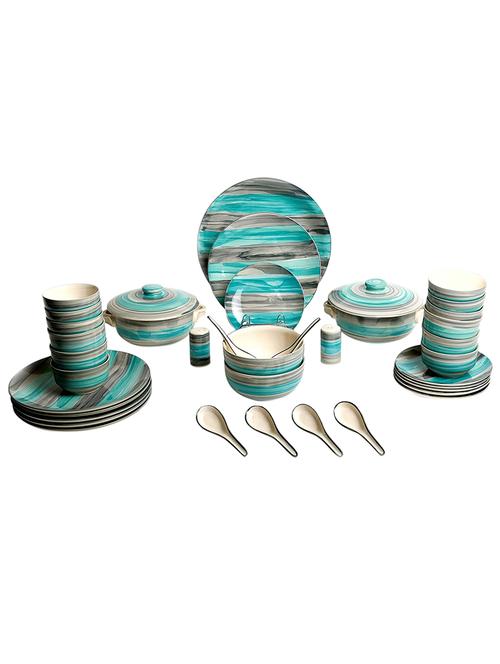 caffeine ceramic handmade multicolored stripe print with ceramic finish dinner set (set of 37) - 14160333 - Very Small Image - 1