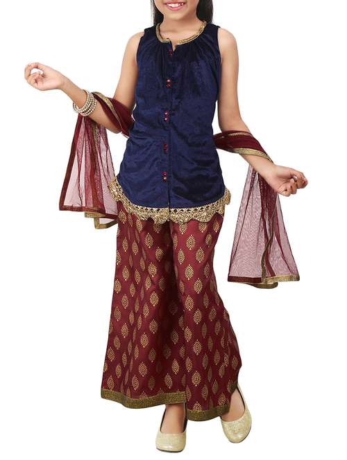 kaanchie nanggia blue silk blend suit set - 14344159 - Very Small Image - 1