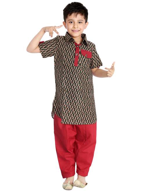 black colored cotton kurta sets kurtas & kurta set - 14403230 - Very Small Image - 1