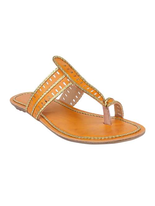 yellow one toe kolhapuri - 14454610 - Very Small Image - 1