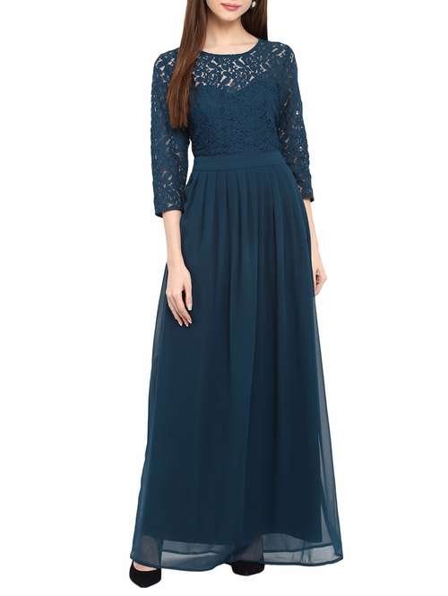 floral lace detail maxi dress - 14531465 - Very Small Image - 1