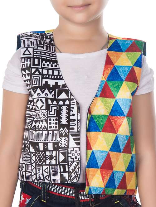 multi colored cotton blend waistcoat - 14674710 - Very Small Image - 1