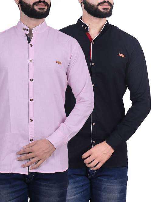 multi colored cotton blend casual shirt (set of 2) - 14757551 - Very Small Image - 1