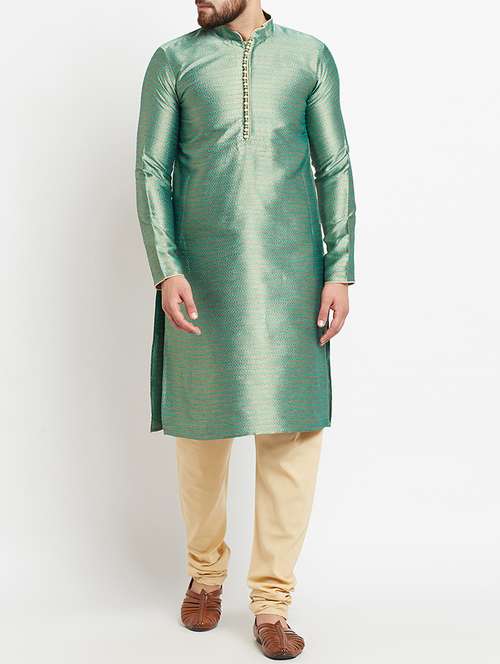 green dupion ethnic wear set - 14794229 - Very Small Image - 1