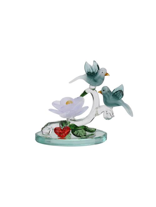 somil attractive beautiful couple of sparrow with red heart & white lily decorative showpiece - 14896231 - Very Small Image - 1