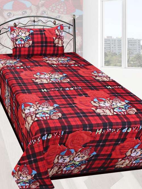 polycotton single bedsheet with 1 pillow cover - 14936112 - Very Small Image - 1