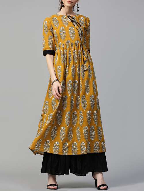 printed flared kurta - 14936317 - Very Small Image - 1