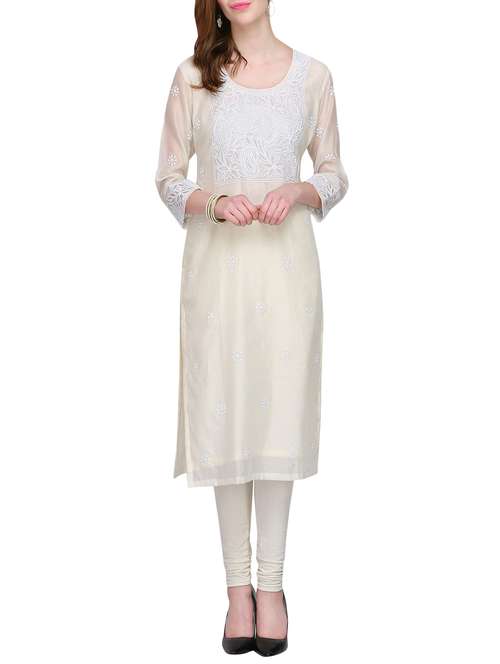 kaanchie nanggia white chanderi kurta - 14952592 - Very Small Image - 1