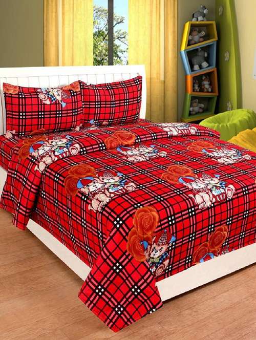 red polycotton bedsheet - 14969741 - Very Small Image - 1