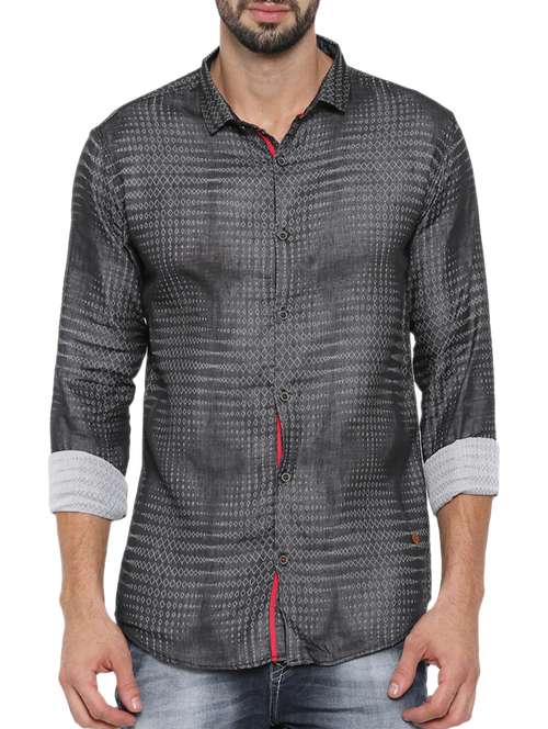 grey cotton casual shirt - 14987065 - Very Small Image - 1