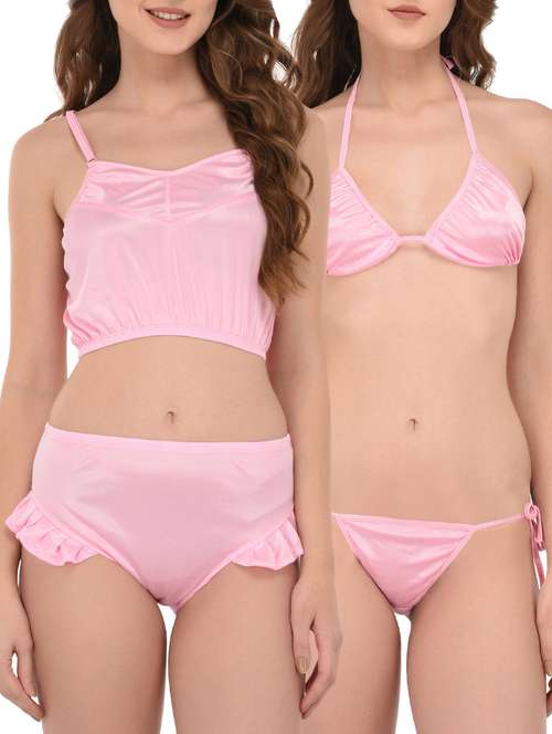 set of 2 pink satin bikini - 15008359 - Very Small Image - 1