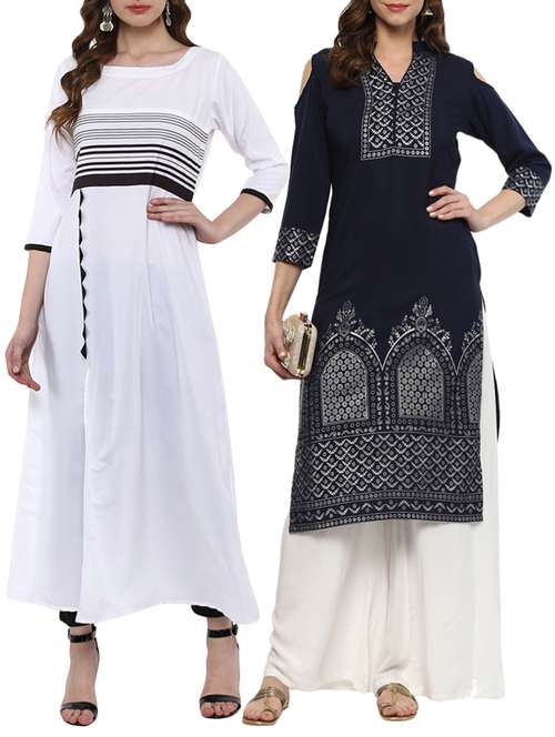multi crepe combos kurta - 15011643 - Very Small Image - 1