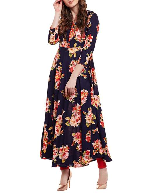floral printed flared kurta - 15016070 - Very Small Image - 1