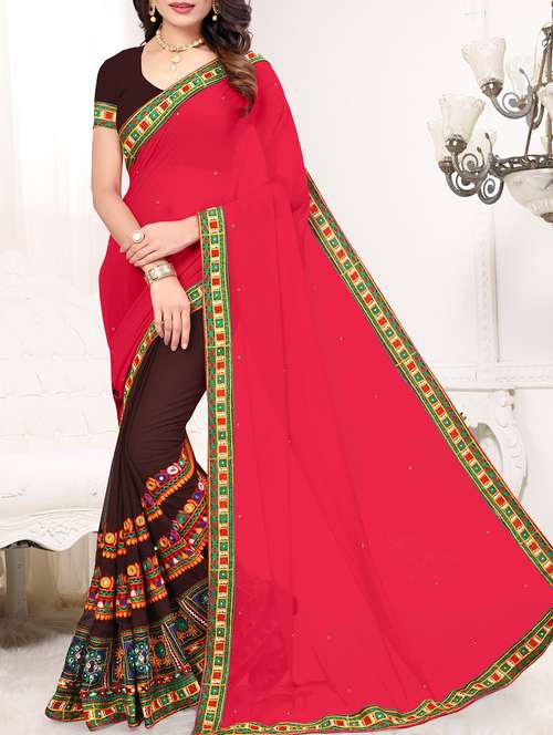 women's null pink colored saree with blouse - 15049567 - Very Small Image - 1