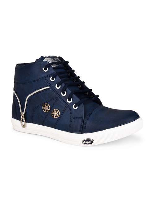 blue leatherette lace up sneaker - 15201495 - Very Small Image - 1