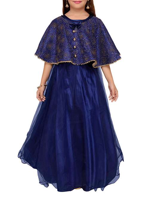 navy blue net gown - 15209806 - Very Small Image - 1