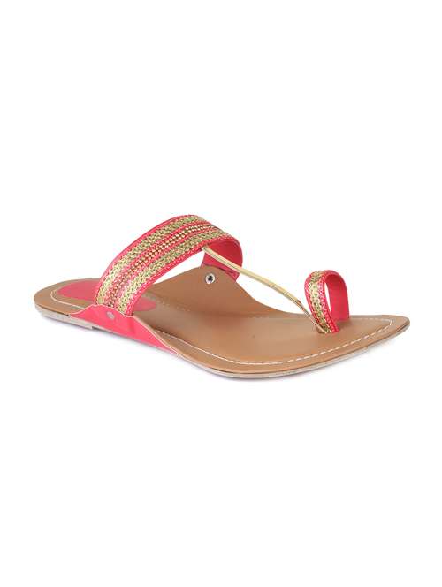 pink one toe kolhapuri - 15222566 - Very Small Image - 1