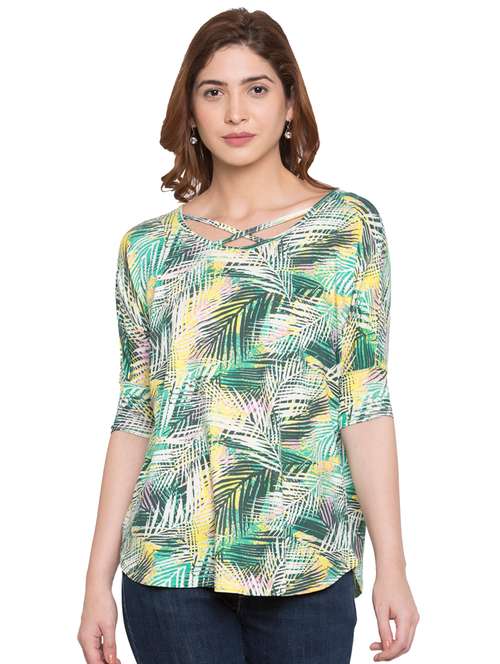 criss-cross neck tropical top - 15224959 - Very Small Image - 1