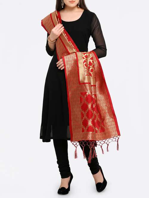 red silk dupatta - 15329043 - Very Small Image - 1