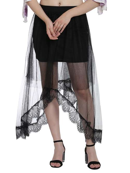 mesh net overlay midi skirt - 15335991 - Very Small Image - 1