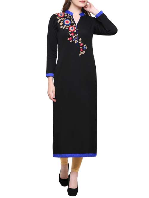 black wool woolen kurta - 15400121 - Very Small Image - 1