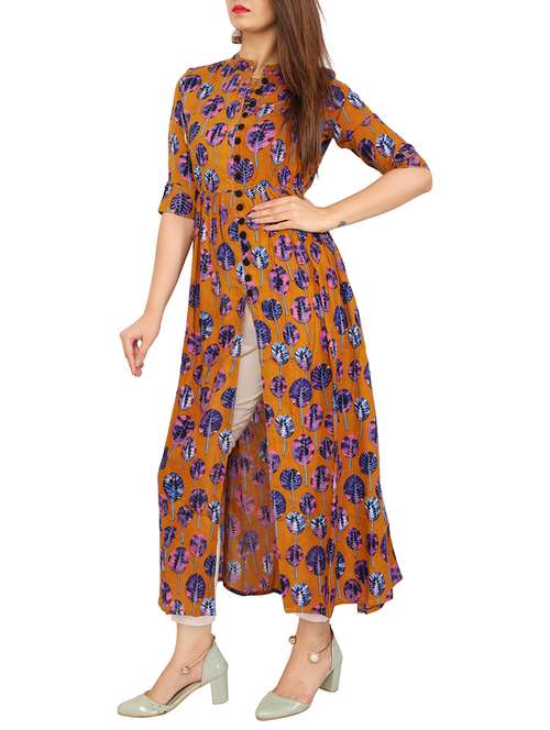 printed high slit kurta - 15410143 - Very Small Image - 1