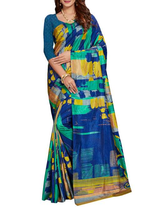 Abstract printed saree with blouse - 15418911 - Very Small Image - 1