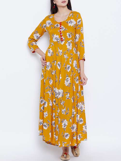 flared floral kurta - 15430057 - Very Small Image - 1