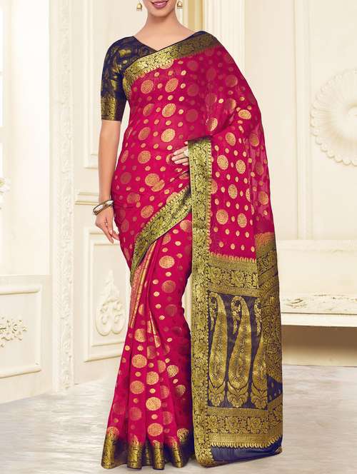 gold zari motif kanjivaram saree - 15464043 - Very Small Image - 1