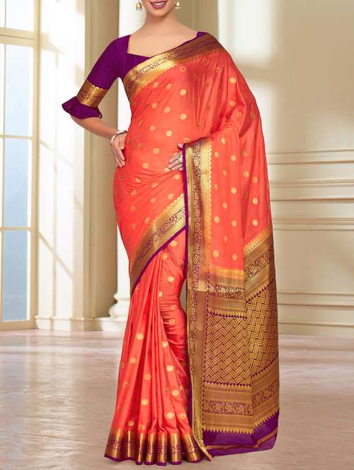 gold zari motif kanjivaram saree - 15464061 - Very Small Image - 1