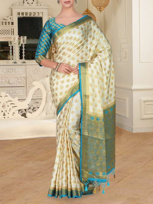 zari paisley motif kanjivaram saree - 15464085 - Very Small Image - 1