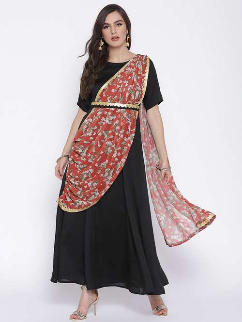 anarkali kurta with stole - 15470990 - Very Small Image - 1