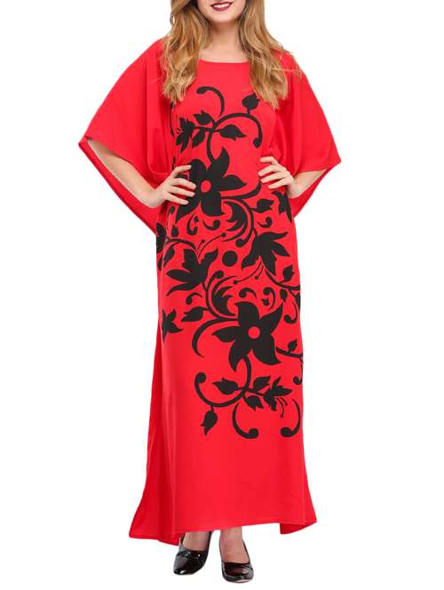 scoop neck floral kaftan dress - 15516943 - Very Small Image - 1