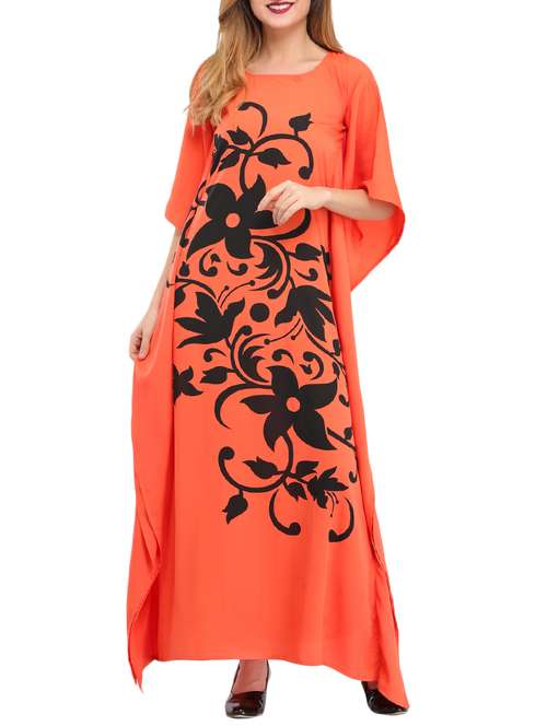 scoop neck floral kaftan dress - 15516945 - Very Small Image - 1