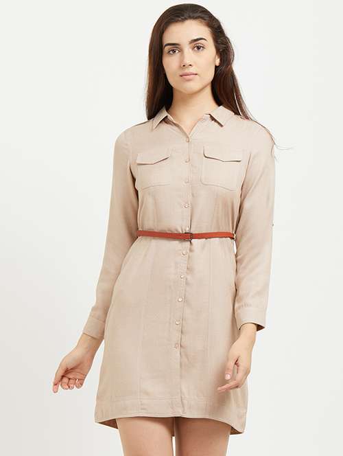 pocket patch belted shirt dress - 15521868 - Very Small Image - 1