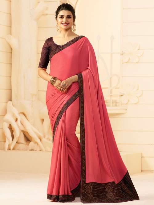 embellished lace bordered saree with blouse - 15537244 - Very Small Image - 1
