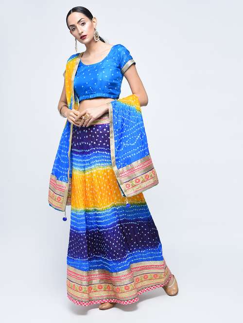 bandhani flared lehenga set - 15606536 - Very Small Image - 1