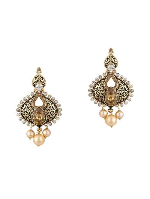 gold tone stone earrings - 15612417 - Very Small Image - 1