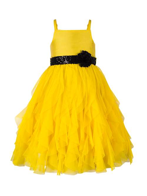 yellow net frock - 15615255 - Very Small Image - 1