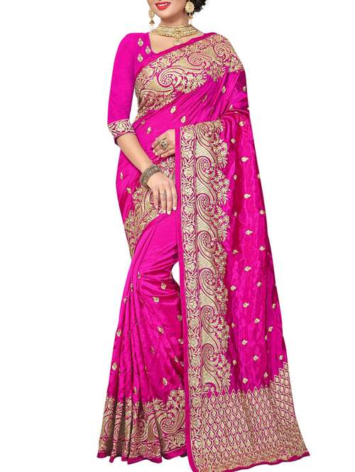 zari embroidered saree with blouse - 15622697 - Very Small Image - 1