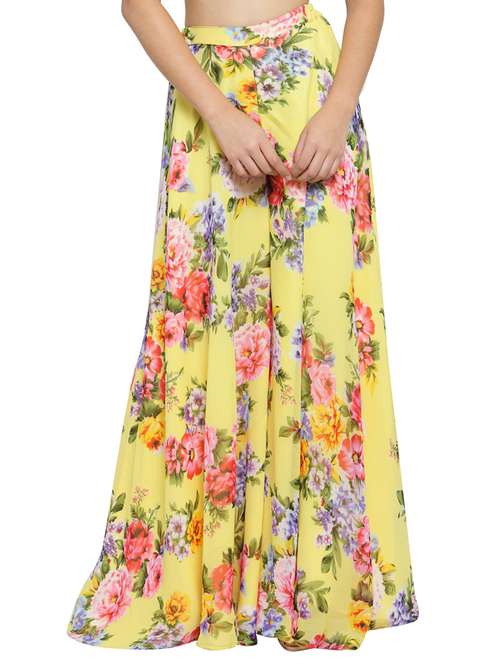 high waist floral flared palazzo - 15628083 - Very Small Image - 1