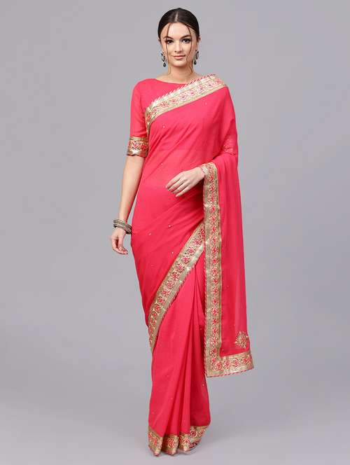 embellished pink saree with blouse - 15644622 - Very Small Image - 1